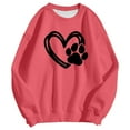 thumbnail image 4 of Arlun Womens Dog Mama Sweatshirts Dog Paw Printed Love Heart Graphics Long Sleeve Crewneck Pullovers Soft Comfortable Loose Thin Casual Hoodless Tops Hot Pink XXL, 4 of 4