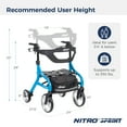 thumbnail image 3 of Drive Medical Nitro Sprint Rollator Rolling Walker, Hemi Height, Blue, 3 of 9