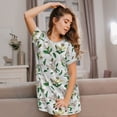 thumbnail image 3 of Balery Lilies Flowers Camisón de manga corta con cuello redondo para mujer, cómodo y elegante., 3 of 6