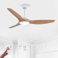 thumbnail image 2 of 52 inch 3-Blade ABS Ceiling Fan with Light & Remote, Ideal for Living Room,Natural Color, 2 of 10