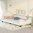 thumbnail image 2 of Churanty Twin Size Carton Daybed for Kids,PU Leather Daybed Frame with Ears Shaped Headboard and Rivet Decoration for Girls Boys,, 2 of 10