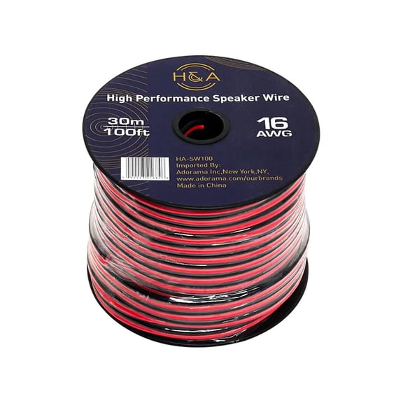 H&A 16 AWG Speaker Wire Cable (100' Spool)