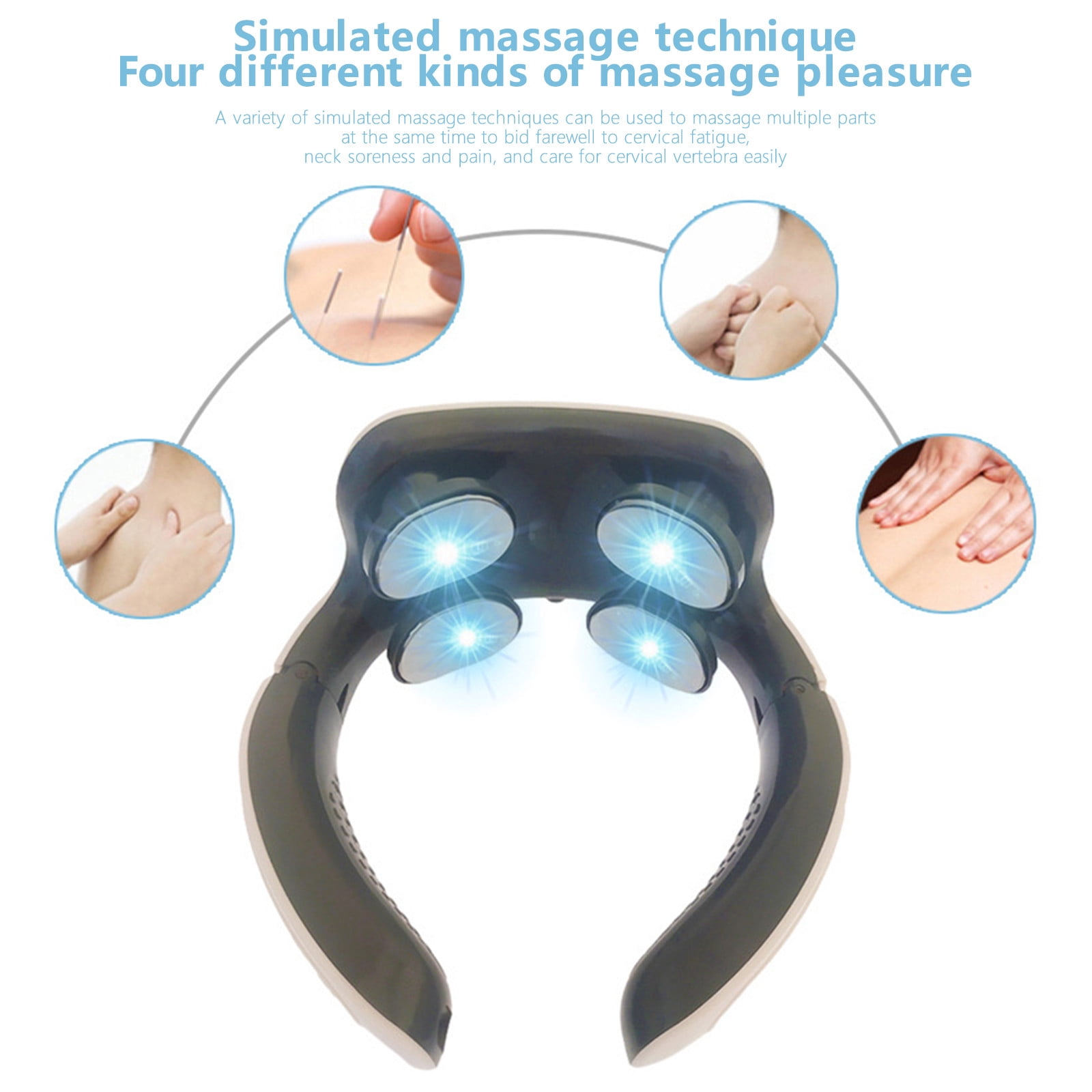 Kayannuo Clearance Cervical Spine Massager - 4 Modes & 4 Massage Heads , Cervical Charging Neck And Shoulder Physiotherapy Instrument Massager, 15 Gear Band Heating Massage