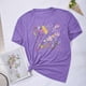 thumbnail image 2 of Camisetas de Verano de Mujer Pequeña Flor Impresa Cuello Redondo Manga Corta Superior, Verano Superior de las Mujeres, 2 of 4