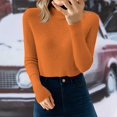 thumbnail image 3 of Yigetop Chandail à Col, pour Femmes et Hiver Couleur Unie Rétro Ajusté Demi-Col Montant Chandail à Enfiler Chandail de Base Col Roulé Chandails pour Femmes orange TG, 3 of 5