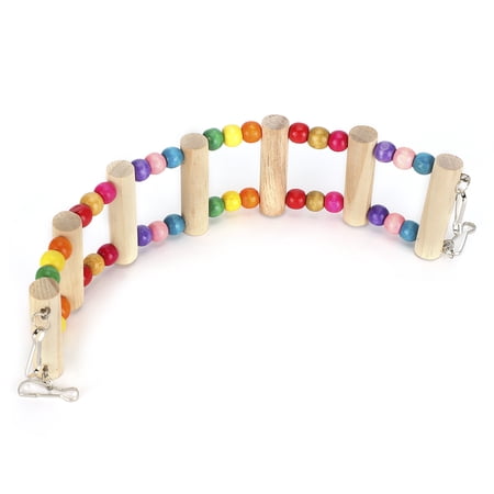 Suodoka Flexible Wooden Parrot Suspension Bridge Climbing Toy for Birdcages, Bending Freely Playing Supply Accessory, Small 11.81 inches / 30 cm Length
