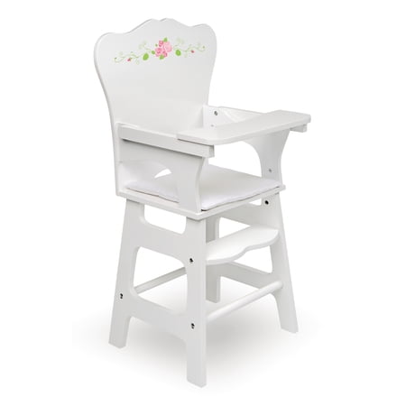 Badger Basket Doll High Chair with Padded Seat - White Rose - Fits