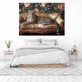 thumbnail image 4 of Mudket Leopard on Vintage Floral Sofa Framed Canvas Wall Art, Luxury Retro Animal Print Wall Art for Women Living Room, Bedroom, Home Office Decor, Ready to Hang-40"L x 28"W, 4 of 10