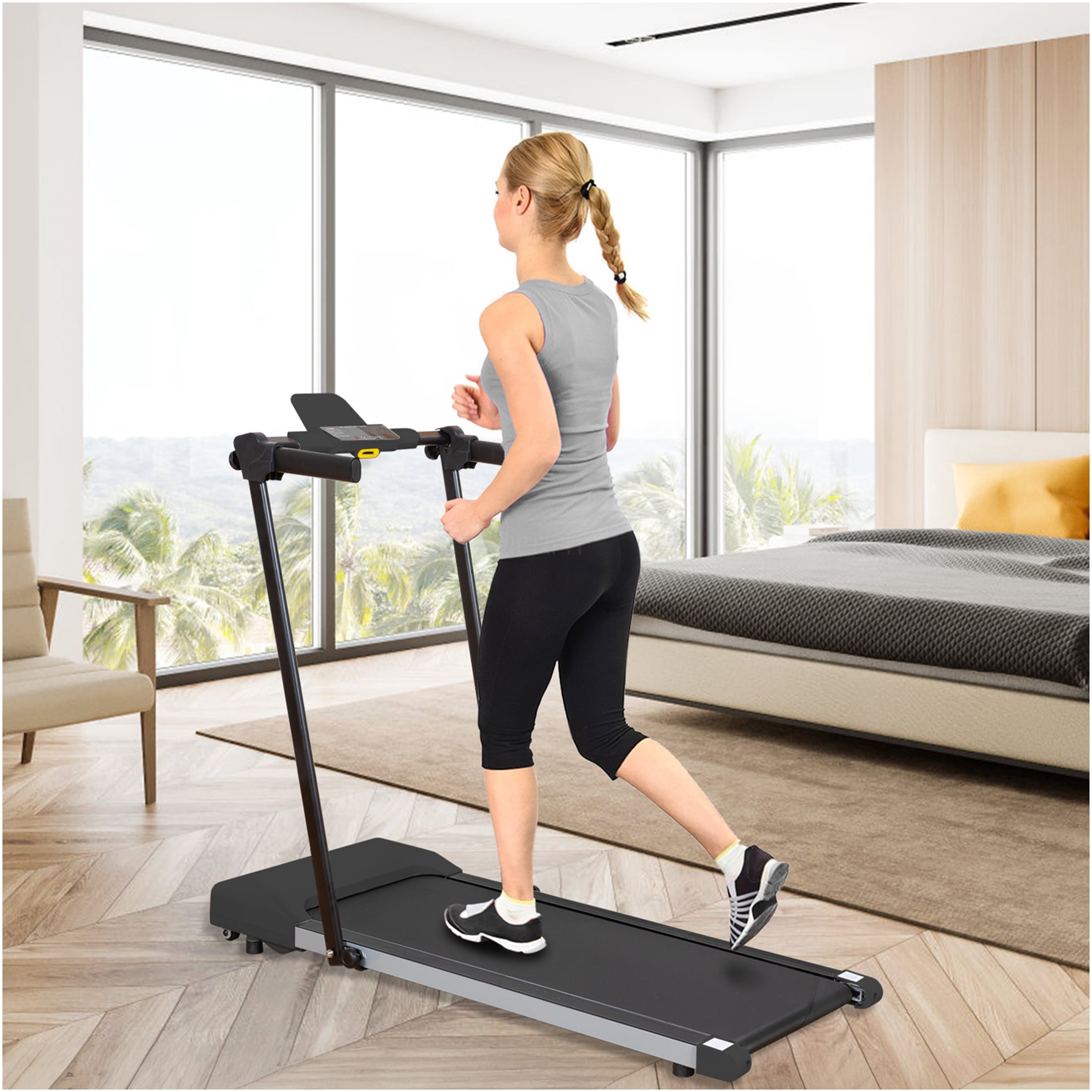 JERFIT Electric Treadmill for Home, 2.5HP Folding Treadmill with LED Display, 7.5MPH, 265LBS Capacity, Space Saving Design for Walking Jogging Running