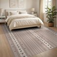 thumbnail image 3 of ODIKA 8'x10' Tan Beige Geometric Striped Bohemian Washable Area Rug Modern Vertical Bands With Circular Motifs Non-Slip Chair-Friendly Mat for Dining Room, Large Office, Lounge, 3 of 7