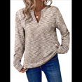 thumbnail image 2 of Blusas de Punto Gofre para Mujer, Camisas de Larga con Cuello en V, Blusas Casuales Elegantes Estilo Henley, Conjuntos de Otoño 2025 Albaricoque L, 2 of 6
