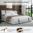 thumbnail image 6 of Allewie Full Size Deluxe Upholstered Modern Platform Bed with Iron Pieces Decor and Adjustable Headboard, White, 6 of 7