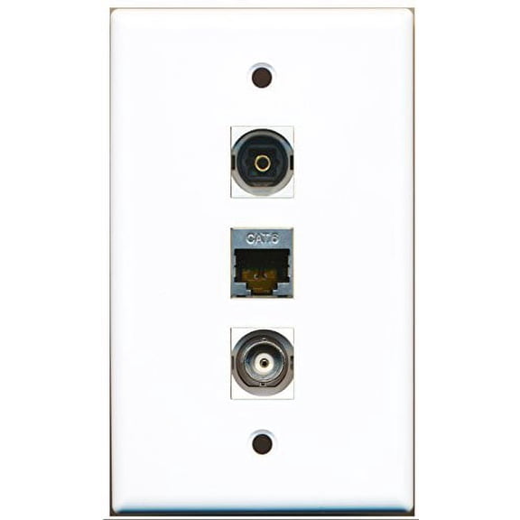 RiteAV - 1 Port Shielded Cat6 Ethernet and 1 Port Toslink and 1 Port BNC Wall Plate