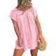 thumbnail image 3 of Vestidos de mezclilla sexy para mujer, casual, con hombros descubiertos, manga corta, con cordones, mini vestido suelto para club, 3 of 5