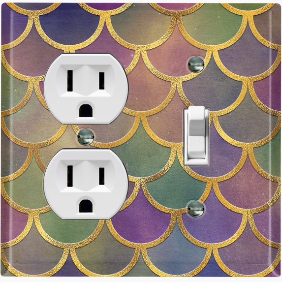 Metal Light Switch Plate Outlet Cover Mermaid Pastel MER005