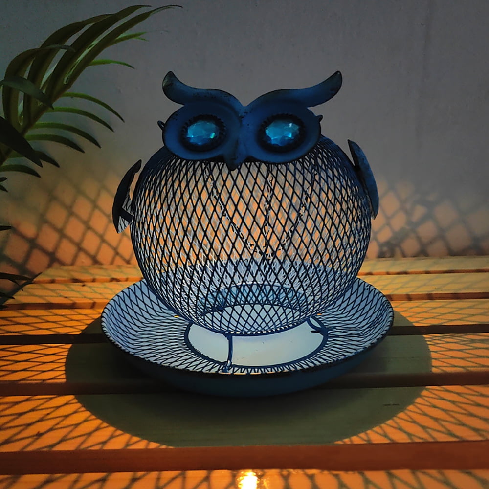 Solar Owl Shape Bird Feeder for Outdoors Hanging Bring Metal Openwork Bird Feeder Yard Outdoor Gardening Yard Pathway Decoration Home Decor