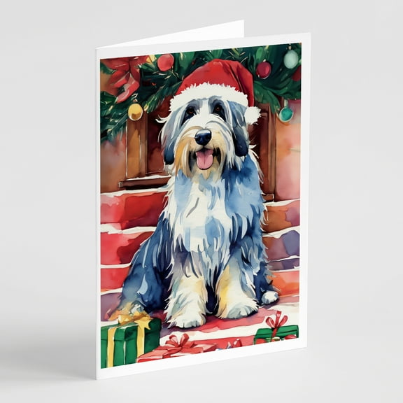 Bearded Collie Christmas Greeting Cards Pack of 8 7 in x 5 in