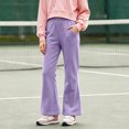 thumbnail image 2 of OJSFQUFP Girls' Flared Pants Outerwear Versatile Sweatpants Cotton Slightly Flared Pants for Medium and Large Hiking Pants, 2 of 5