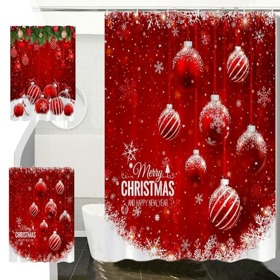 kladzum Christmas Shower Curtain 71"x35" Christmas Decoration Print Shower Curtains, Bathroom Partition Curtain with 12 Hooks, Shower Curtain Liner for Bath, Dorm, Kitchen