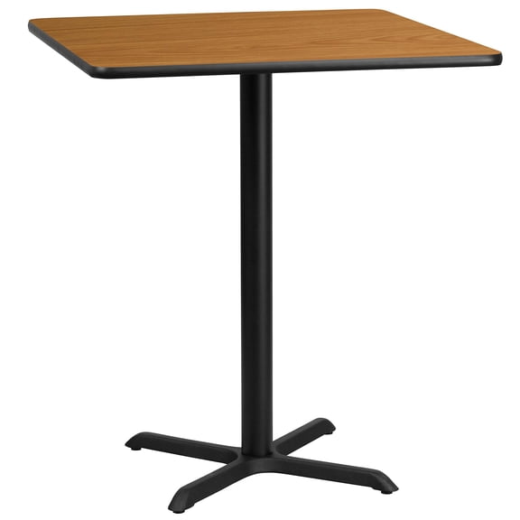 Bowery Hill 36" Square Restaurant Bar Table in Black and Natural