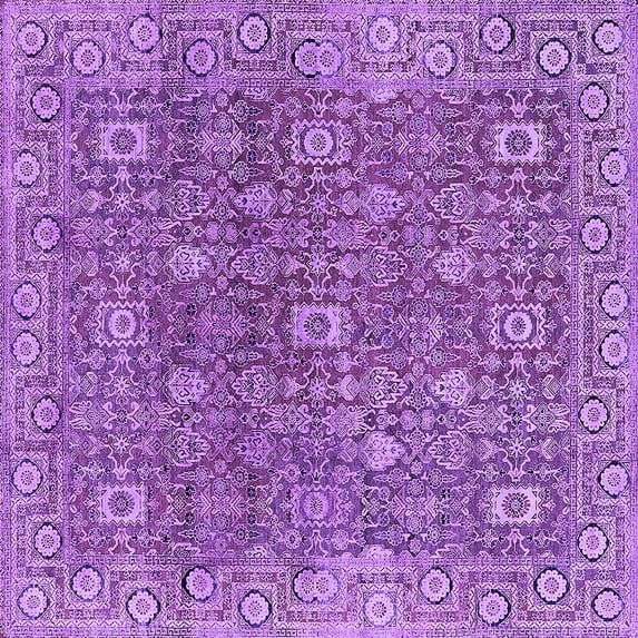 Ahgly Company Indoor Square Oriental Purple Industrial Area Rugs, 7' Square