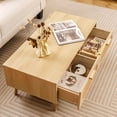thumbnail image 5 of Costway Rattan Coffee Table Mid Century Modern Center Table with 2 Storage Drawers, 5 of 12