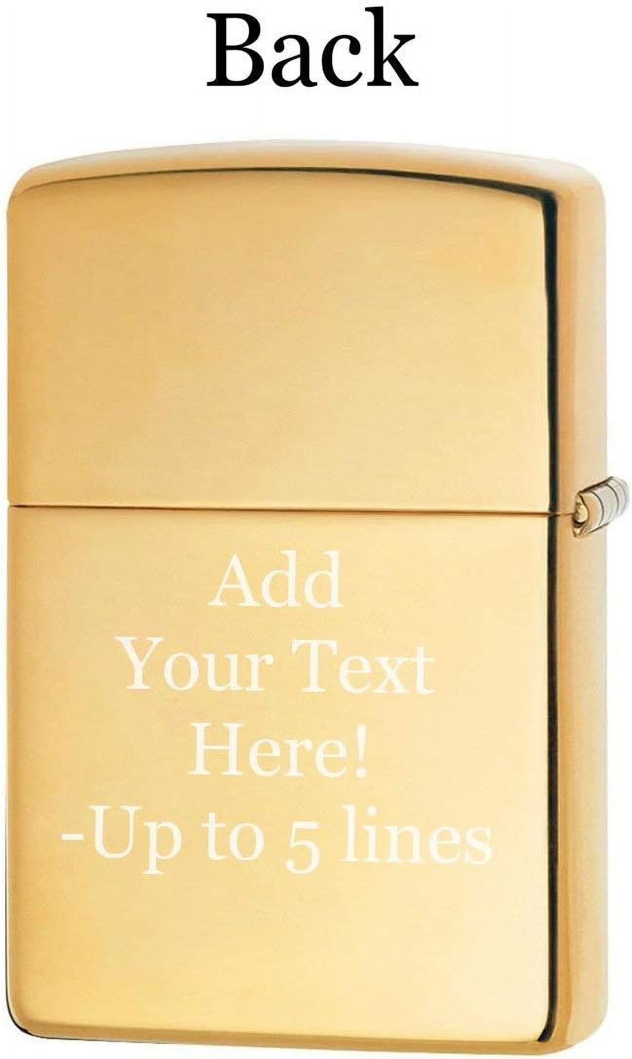 Zippo Lighter - Customized Message on USA Eagle Crest, High Polish Brass 48915