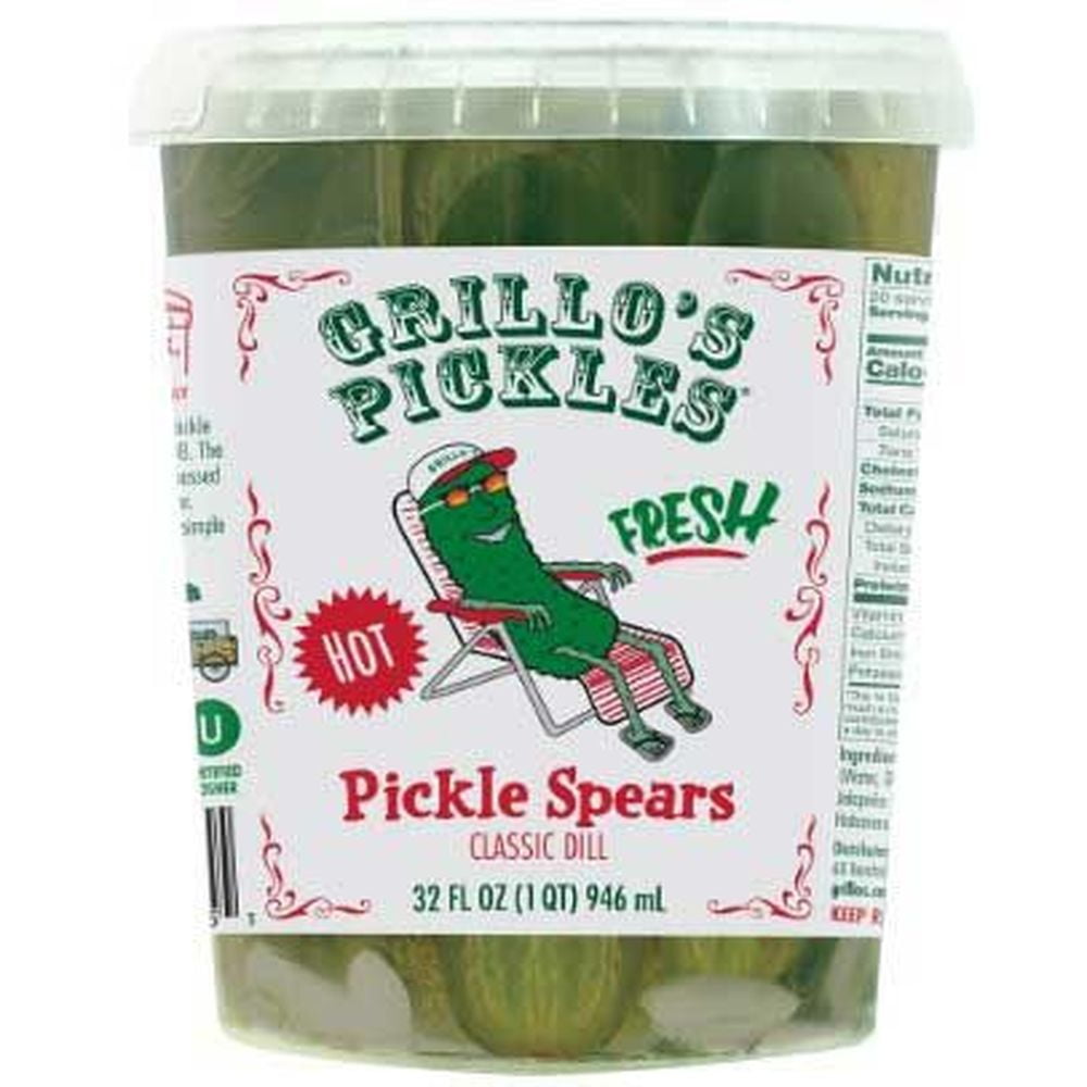 Grillos Pickles Hot Italian Dill Spears, 32 Fluid Ounce 6 per Case