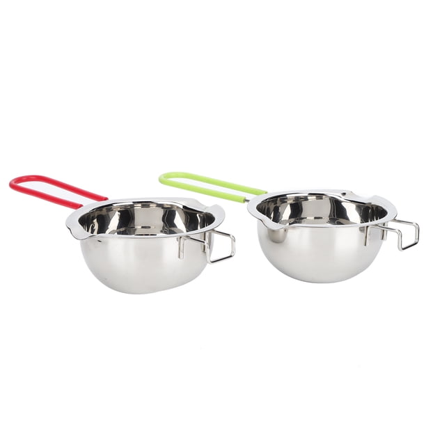 Olla para derretir de acero inoxidable, 2 caños con doble asa para suministros de cocina, ideal para derretir mantequilla, chocolate y queso, adecuado para hoteles