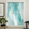 thumbnail image 4 of Turquoise Ombre Marble Semi Sheer Curtains Drapes for Living Room,Bedroom,French Doors Window 45 Inches Long,Yellow Modern Geometric Abstract Art Rod Pocket Chiffon Curtain Drapery Voile Drape Panel, 4 of 6