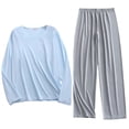 thumbnail image 2 of Weiqiqre Ensemble de Sport Décontracté pour Hommes, Couleur Unie, Col Rond, Manches Longues Élastiques, 2 of 3