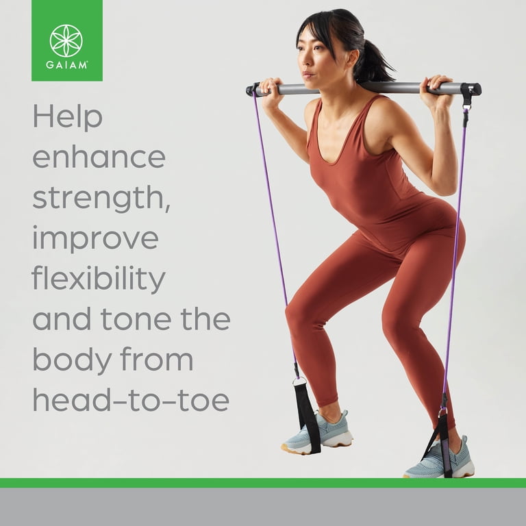 Gaiam Pilates Bar Kit, 1 Bar with 2 Resistance Cords, Exercise