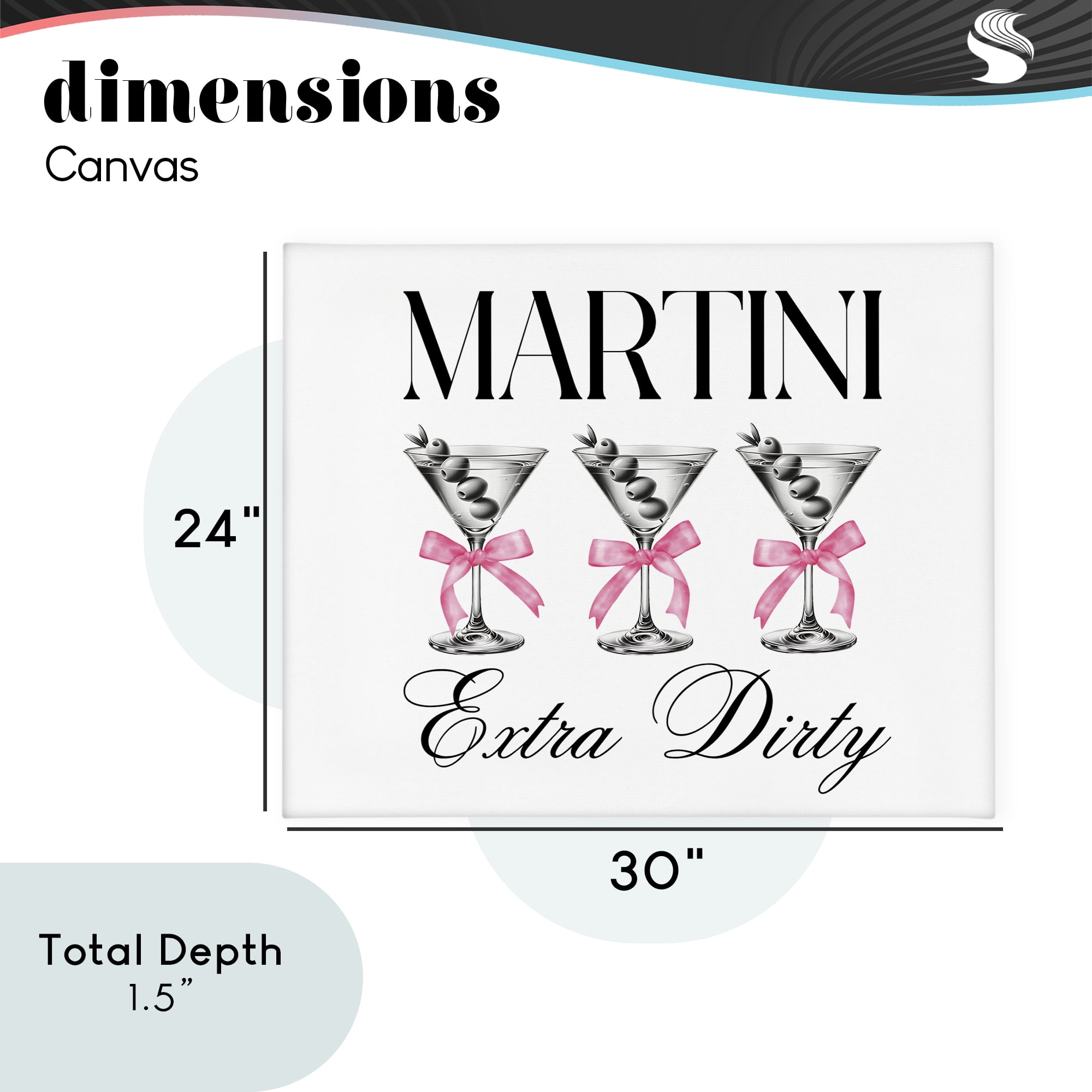 Stupell Industries Pink Ribbon Martini Trio Canvas Wall Art, design by Lettered and Lined