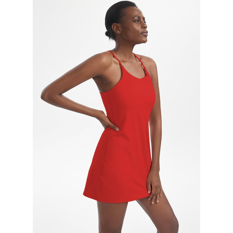 Women's Workout Dress, Sleeveless Built-in with Bra & Shorts