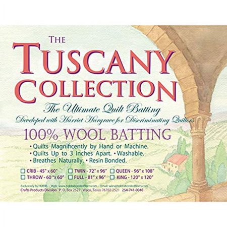 Hobbs Batting Tuscany 100% Washable Wool 96in x 108in, 96" x 108"/Queen