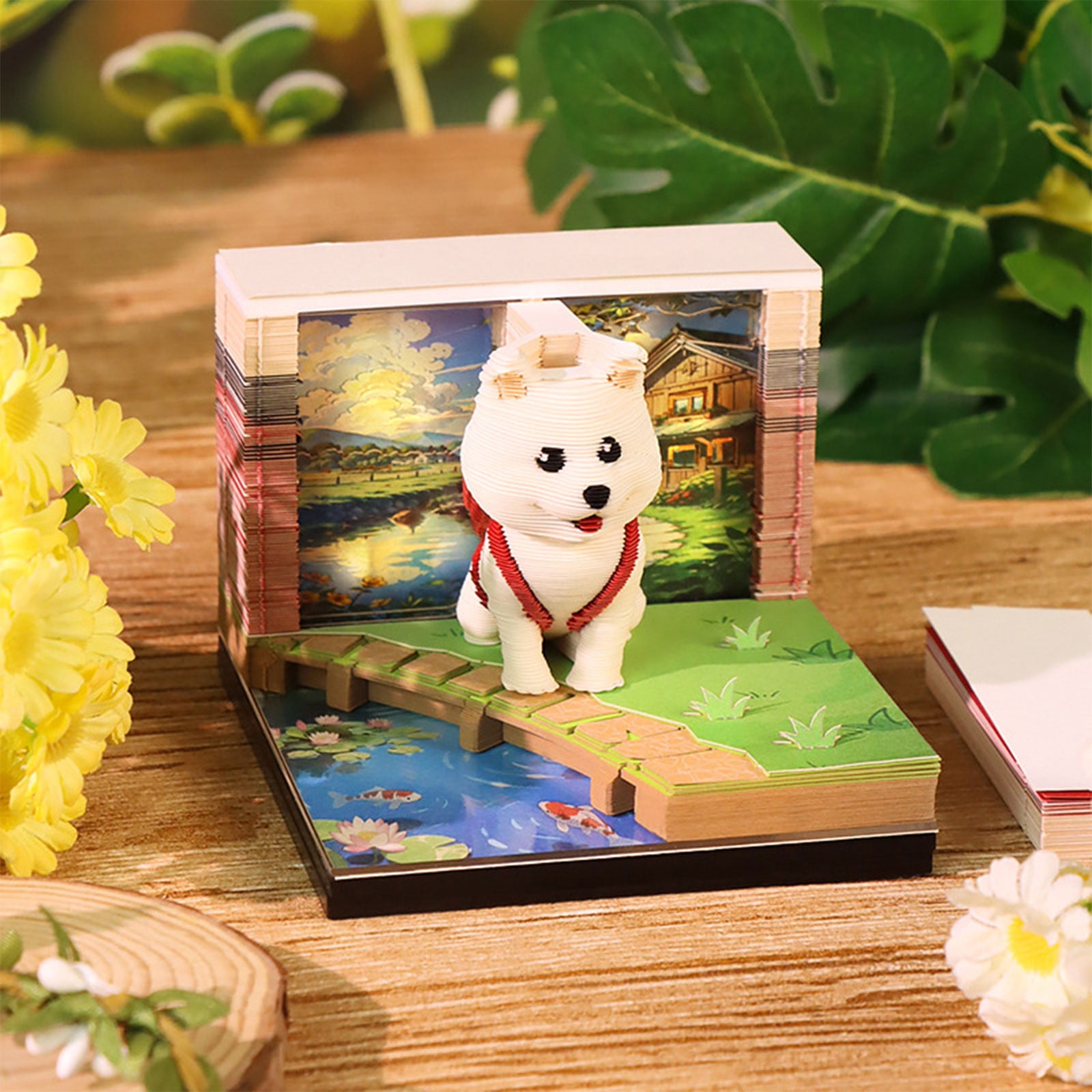 3D Calendar 2026, Time Piece Calendar with 52 Weekly Calendars for 2026, Magic Book and Cute Owl Paper Carving Art Note Book, Suitable for Room and Office Desktop Decoration Gift Giving (Dog)