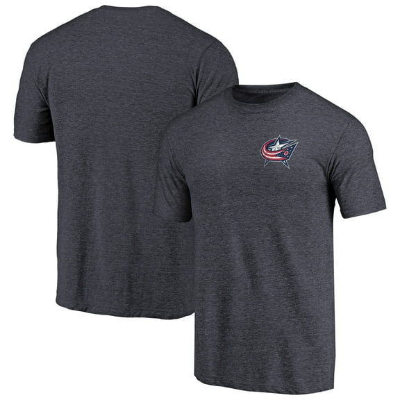 Men's Navy Columbus Blue Jackets Primary Logo Left Chest Distressed Tri-Blend T-Shirt