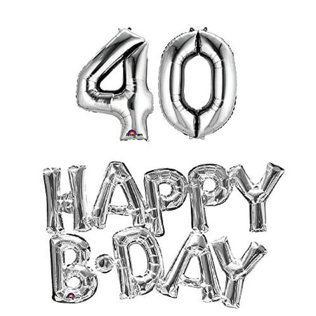 40th Birthday Party Balloons Supplies And Decorations In Silver