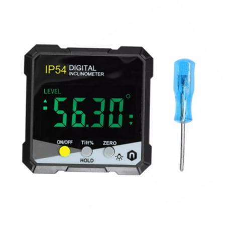 

IP54 4X90°Digital Inclinometer LCD Backlight Protractor Slope Meter Angle Ruler Single-Side Electronic Goniometer-Yellow