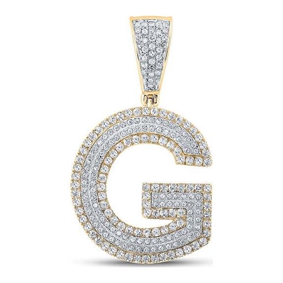 Macey Worldwide Jewelry 10k Two-tone Gold Mens Diamond Initial G Letter Charm Pendant 7/8 Ctw