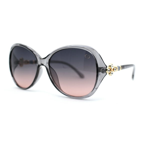 Womens Luxury Foliage Rhinestone Jewel Hinge Butterfly Designer Sunglasses Slate Pink Smoke