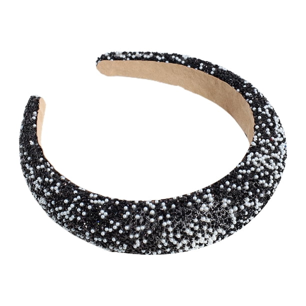Diadema con pedrería, diadema de cristal brillante, diadema acolchada gruesa con purpurina, diadema con cuentas, accesorios de pelo de moda para el día a día y festivales, para mujeres y niñas