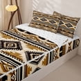 thumbnail image 3 of Homewish Aztec Geometric Rhombus Zipper Twin Comforter Sets with Fitted Sheet and 2 Pillowcases,Vintage Brown Boho Zipper Bedding Set,Reversible,4pcs, 3 of 8
