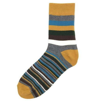

Men Socks Fashion Casual Colorful Stripe Soft Skin-friendly Elastic Cotton Spring Autumn Middle Tube Socks Bed Floor Slipper socks for Daily Wear 1Pair