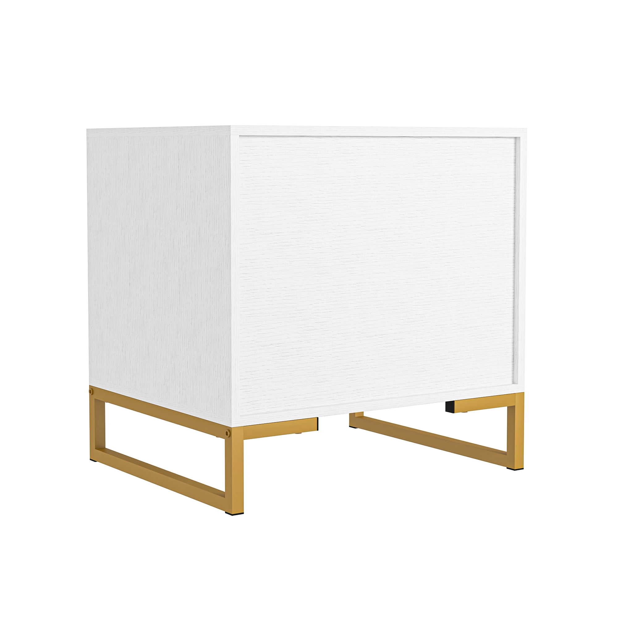 Finihen Modern Nightstand, Side Table with 2 Drawer, 3D Painted Design End Table with Metal Legs for Bedroom, Dorm and Small Spaces, White Finihen Modern Nightstand, Side Table with 2 Drawer, 3D Painted Design End Table with Metal Legs for Bedroom, Dorm and Small Spaces, White