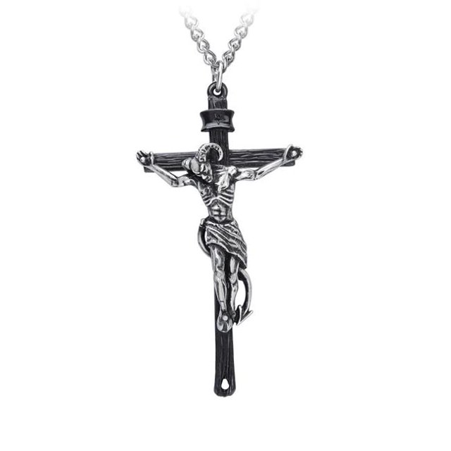 Alchemy Gothic P912 21 in. Crucifaustan Docteur Faustus Diable Croix Crucifix Pendentif
