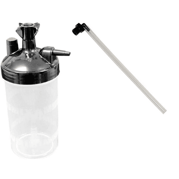 HealthLine Top Quality Water Bottle Humidifier for O2 Concentrator and 12-Inch Tubing Connector