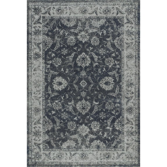 Dalyn Area Rugs: Geneva GV4447 Blue Circles Leaves Traditional Oriental Carpet