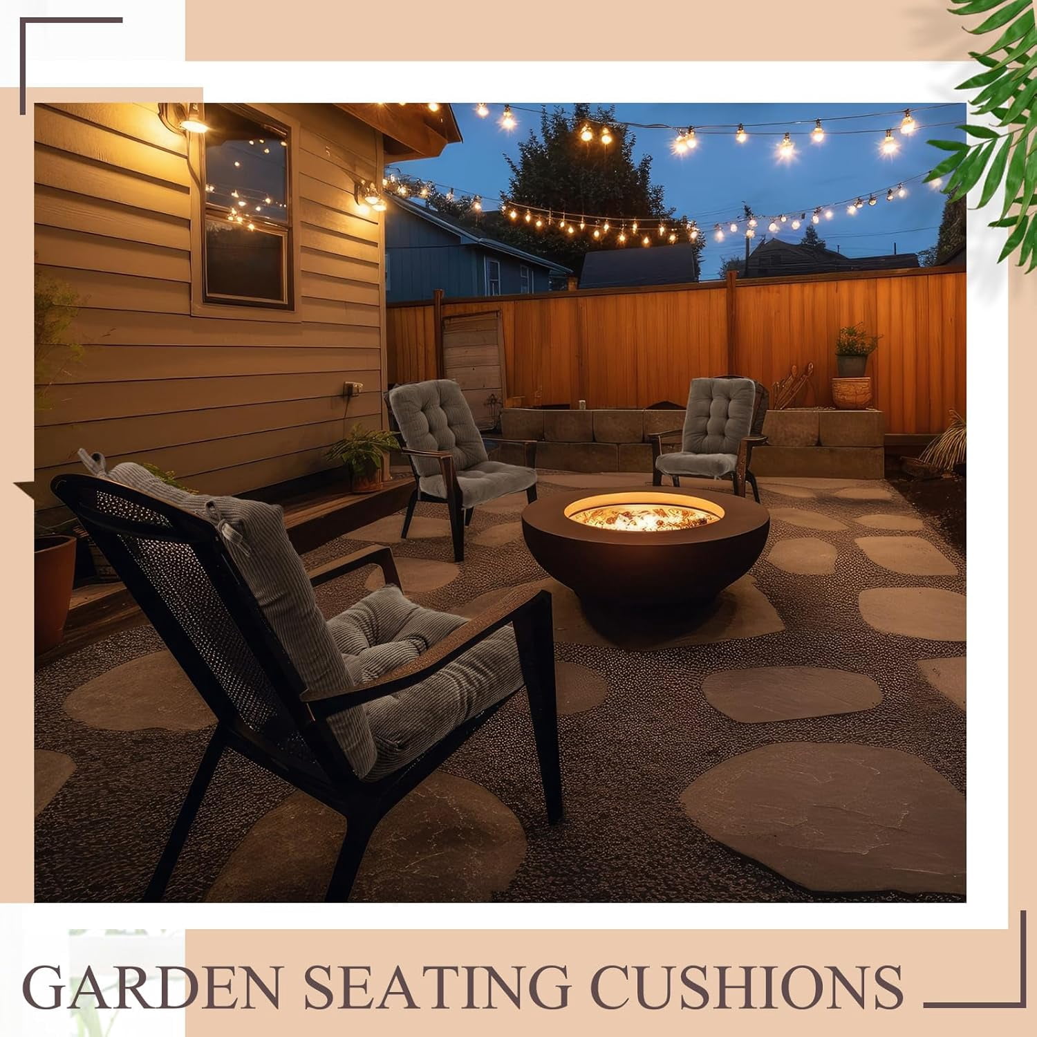 4 Set Outdoor Patio Chair Cushions Corduroy Seat High Back Tufted Pillow Replacement Rocking Patio Chair Pads for Outdoor Indoor Home Office(Grayish Brown)