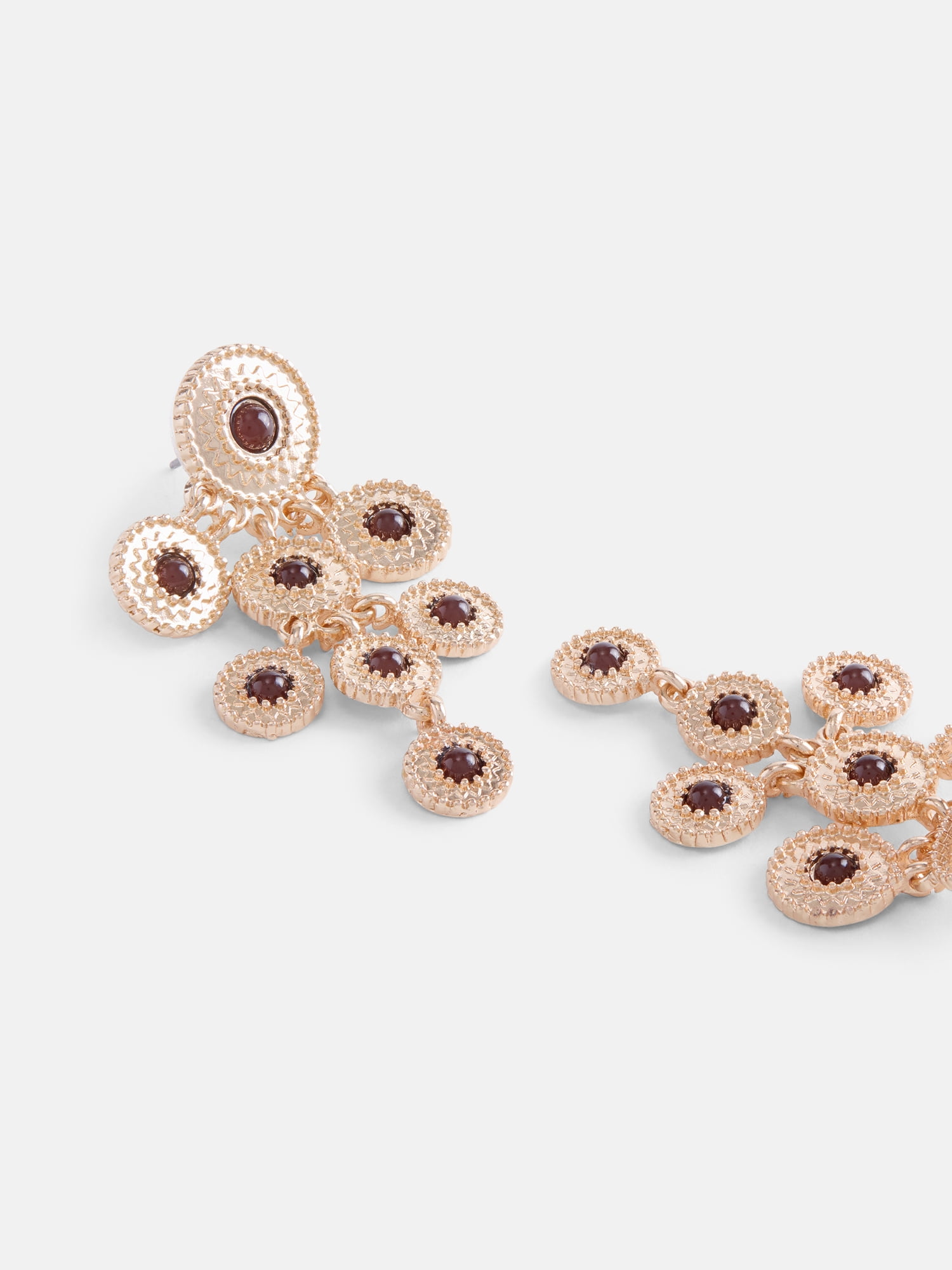Scenario Women's Gold Tone Circle Drop Earrings